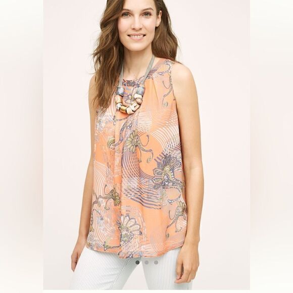 Anthropologie Meadow Rue Samma Swing Paisley Top | Size L - Picture 1 of 10
